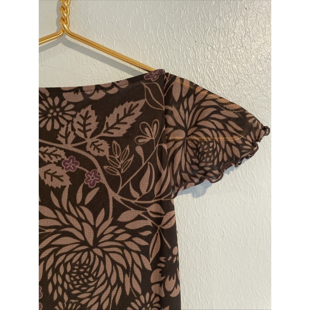 Vintage 90s Isabella Bird Brown Mesh Midi Dress Fairycore Whimsigoth Woodland Xs - Picture 9 of 9